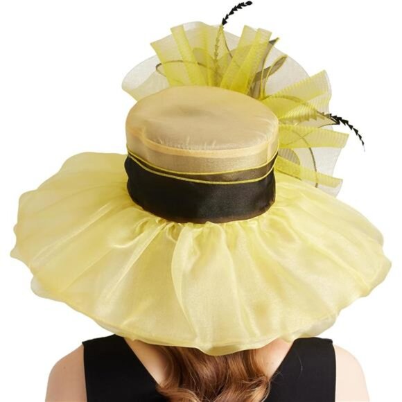 Women\'s Organza Church Derby Hat Wide Brim Sun Caps Tea Party Hat main image 3